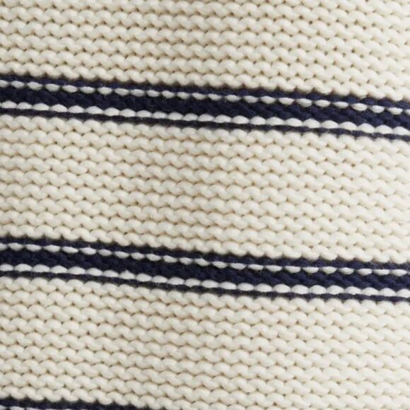 Madewell XL Bright Ivory Navy Stripes Reverse Knit Crewneck Sweater - Picture 6 of 16